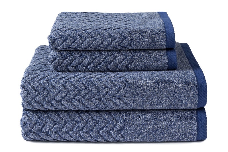 TexereSilk Texere 100% Organic Cotton Jacquard 650 GSM Premium Bath Towel Sets - Extra Absorbent Quick Dry and Plush (Cable, Estate Blue, 2 Bath & 2 Hand Towels) - Image 1